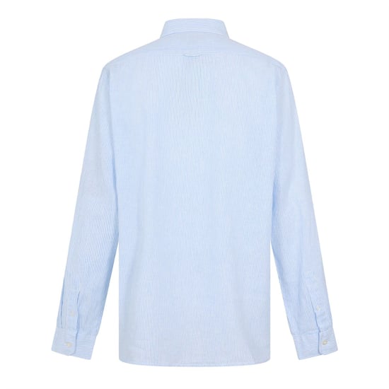 Men's Woolrich Wool Stripe Shirt in Light Blue - Image 2