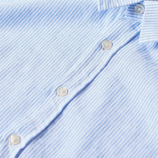 Men's Woolrich Wool Stripe Shirt in Light Blue - Image 3