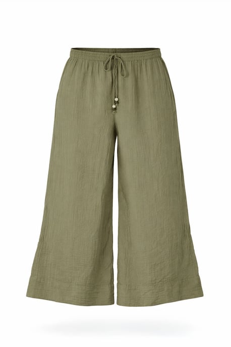 Per Una Khaki Crinkle Texture Wide Leg Culottes - Image 2