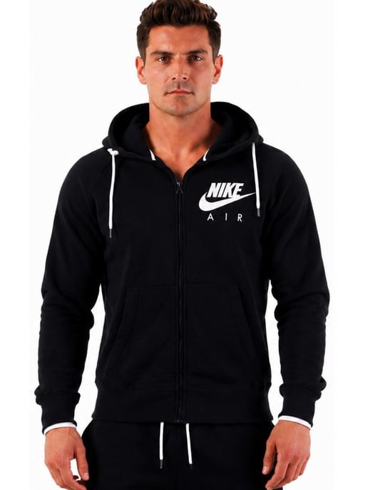Nike Air Fleece Full Zip Heritage Hoodie in Black - Image 1