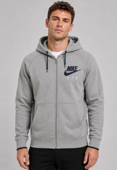 Nike Air Fleece Full Zip Heritage Hoodie in Grey - Image 1