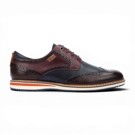 Pikolinos Men’s Brown Burgundy Leather Brogue Lace-Up Oxford Shoes - Avila - Image 1