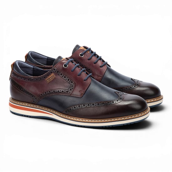 Pikolinos Men’s Brown Burgundy Leather Brogue Lace-Up Oxford Shoes - Avila - Image 3