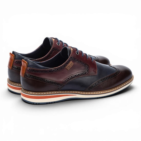 Pikolinos Men’s Brown Burgundy Leather Brogue Lace-Up Oxford Shoes - Avila - Image 4