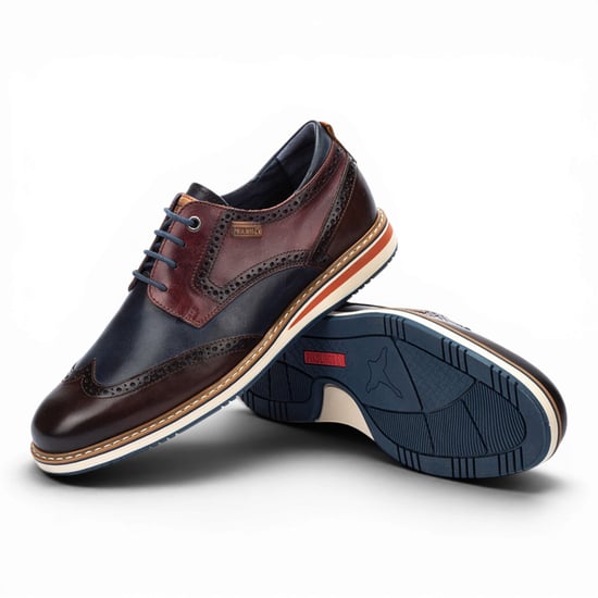 Pikolinos Men’s Brown Burgundy Leather Brogue Lace-Up Oxford Shoes - Avila - Image 5
