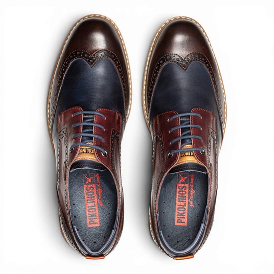 Pikolinos Men’s Brown Burgundy Leather Brogue Lace-Up Oxford Shoes - Avila - Image 6