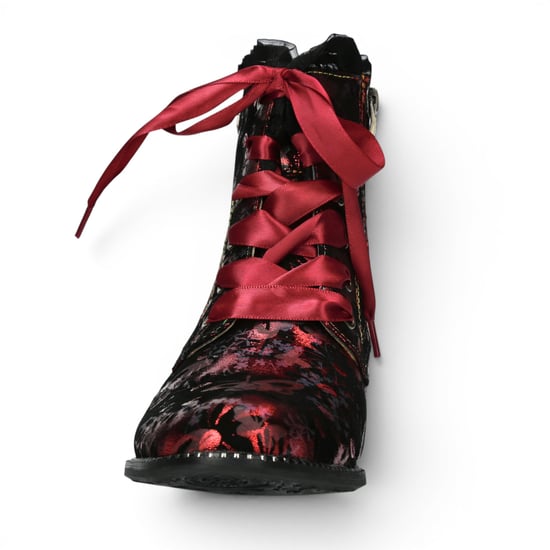 Laura Vita Floral Gothic Victoriaanse Rode Leren Enkellaarzen met Hoge Hakken - Emcmao-45 - Image 5