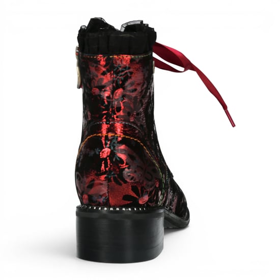 Laura Vita Floral Gothic Victoriaanse Rode Leren Enkellaarzen met Hoge Hakken - Emcmao-45 - Image 6
