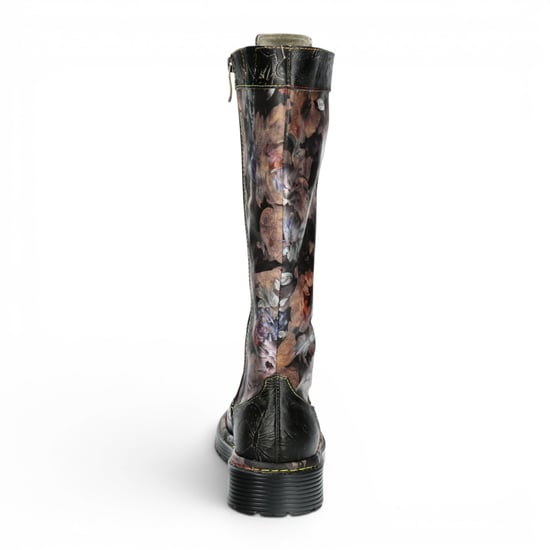 Laura Vita Dames bordeauxrode gotische Victoriaanse Bloemen Zwarte Leren Kniehoge Veterlaarzen - Incaso-50 - Image 6