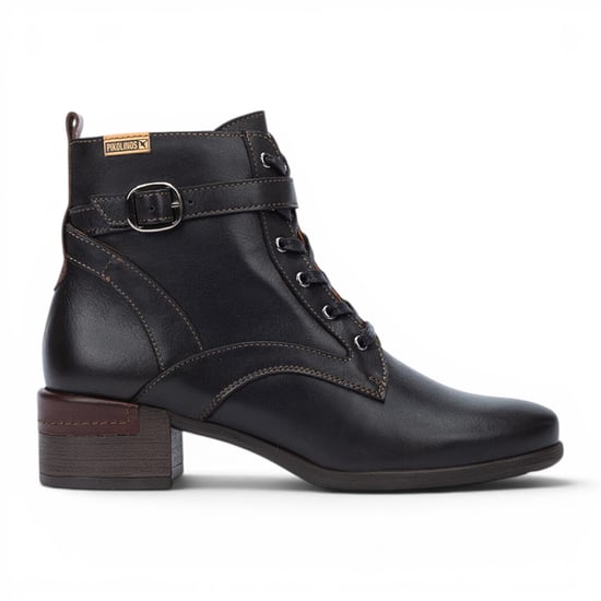 Pikolinos zwarte leren veterschoenen met hoge hakken - Malaga - Image 1