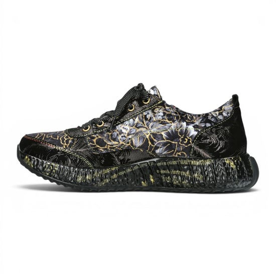 Laura Vita Goth Victoriaans Bloemenzwart Leren Trainer Sneaker voor vrouwen - Burton-43 - Image 3