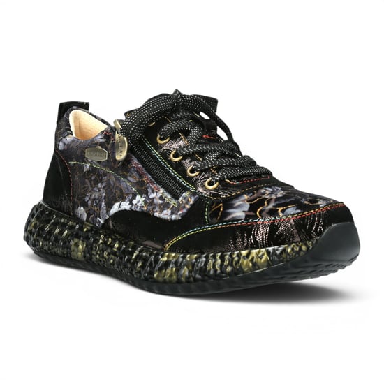 Laura Vita Goth Victoriaans Bloemenzwart Leren Trainer Sneaker voor vrouwen - Burton-43 - Image 4