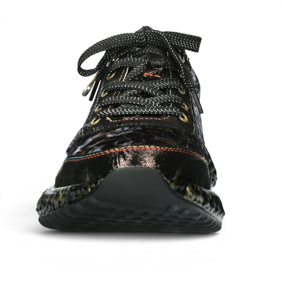 Laura Vita Goth Victoriaans Bloemenzwart Leren Trainer Sneaker voor vrouwen - Burton-43 - Image 5