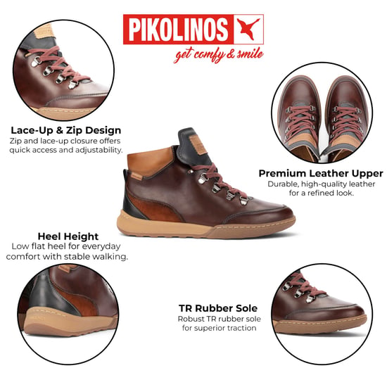 Pikolinos dames Caoba rode leren veterschoenen sneakers - Viana - Image 2