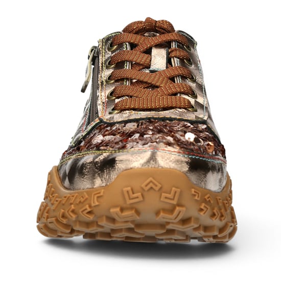 Laura Vita Dames Bloemengouden Leren Trainer Sneaker Schoenen - Evitao-03 - Image 5