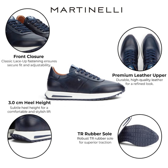Martinelli Herrblå lädersneakers Trainer Snörskor - Hanbury - Image 2