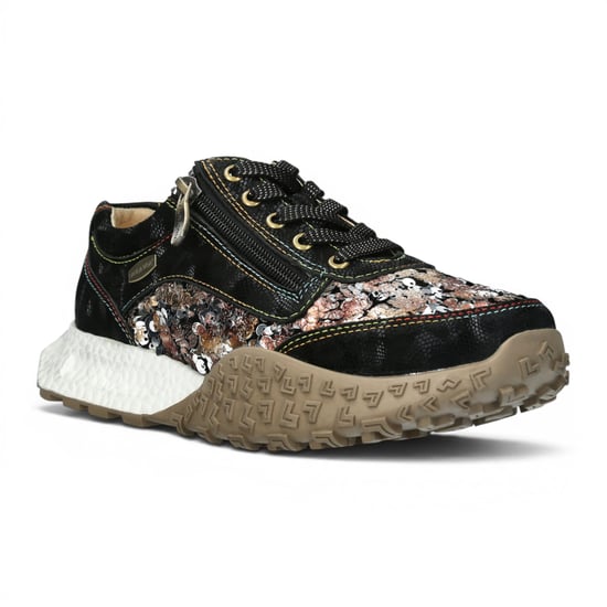 Laura Vita Dames Zwarte Leren Trainer Sneaker Schoenen - Evitao-03 - Image 4