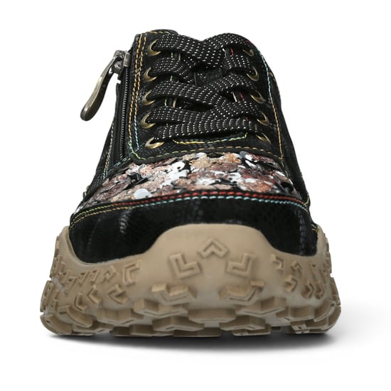 Laura Vita Dames Zwarte Leren Trainer Sneaker Schoenen - Evitao-03 - Image 5