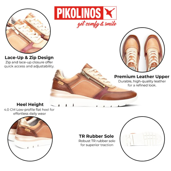 Pikolinos damer Tan-beige lädersneakers Träningsskor - Cantabria - Image 2