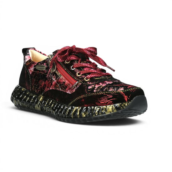 Laura Vita Goth Victoriaans Bloemenrood Leren Sneaker Sneaker voor vrouwen - Burton-43 - Image 4