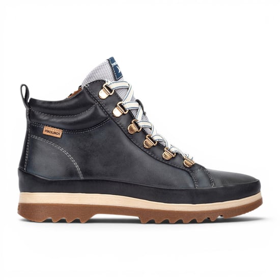 Pikolinos Dames Blauwe Leren Sneaker Winterveterlaarzen - Vigo - Image 1