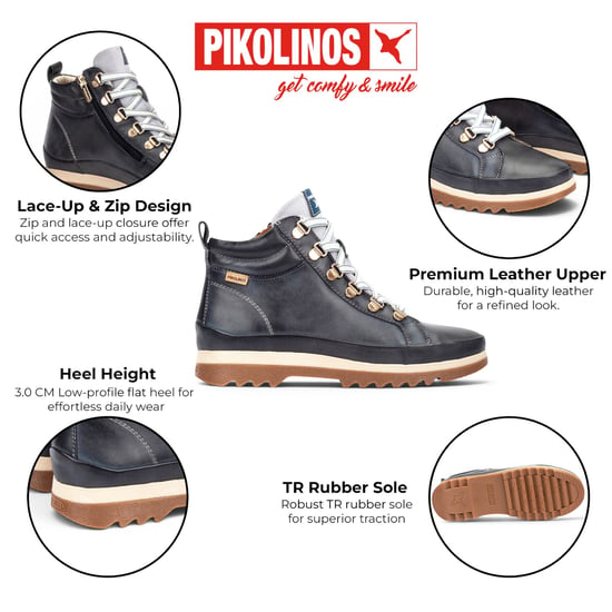 Pikolinos Dames Blauwe Leren Sneaker Winterveterlaarzen - Vigo - Image 2