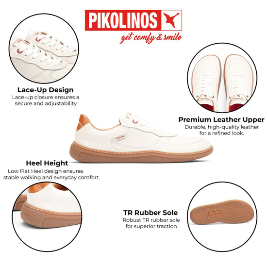 Pikolinos White Leather Sneakers Trainer Barfotaskor - Aranjuez - Image 2