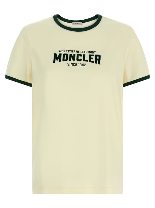 Moncler Beige Cotton T-Shirt - Image 1