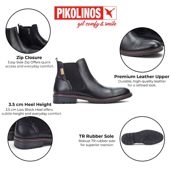 Pikolinos Men's Black Leather Zip Chelsea Ankle Boots - York - Image 2