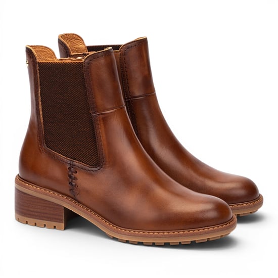 Pikolinos Women's Brown Leather Chelsea Heeled Ankle Boots - Medina - Image 3