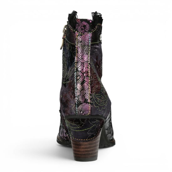 Laura Vita Dames Bloemen Goth Victoriaans Violet Leren Enkellaarzen met hakken - Alcizeeo-190 - Image 6