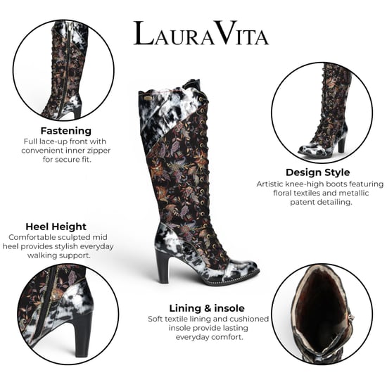 Laura Vita Dames Victoriaanse Zwarte Leren Veterschoenen met lange hak - Alcbaneo-158 - Image 2