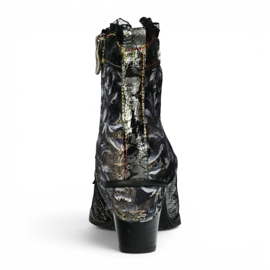 Laura Vita Dames Bloemen Goth Victoriaanse zwarte leren enkellaarzen met hakken - Alcizeeo-190 - Image 6