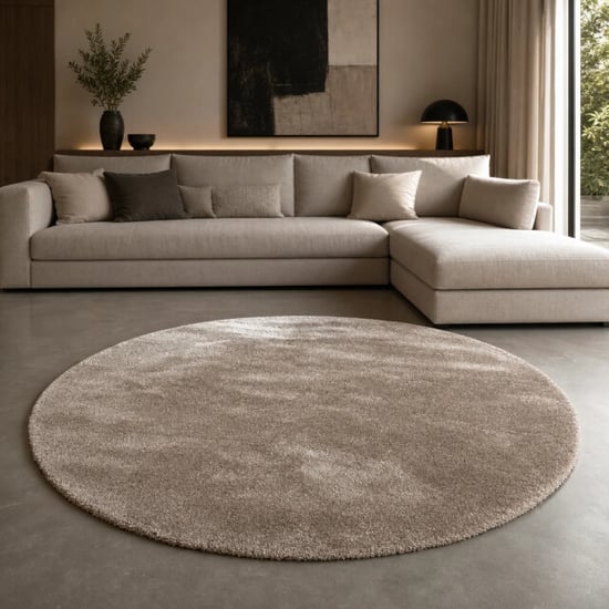 Muratap Comfy premium rond luxe effen vloerkleed wasbaar uni 240 cm rond - Image 1
