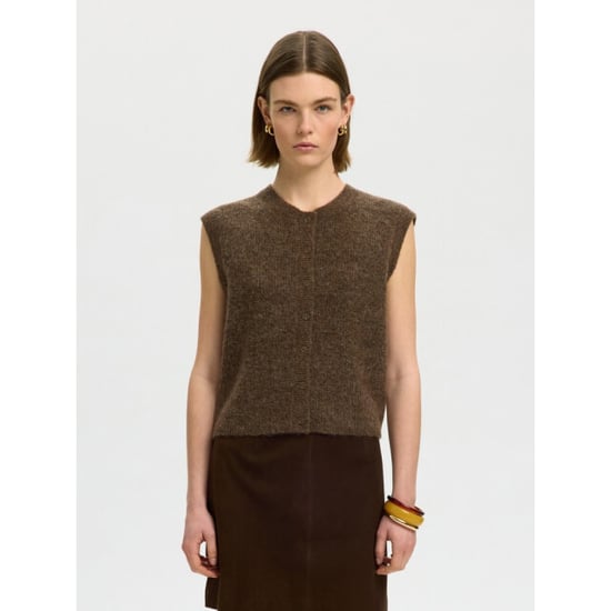 Selected Femme slwlulu sl button o-neck vest noos 16098808 dachshund melange - Image 2