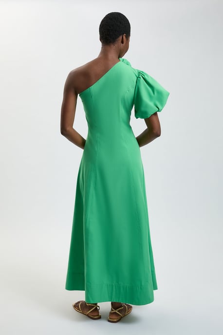 Corsage Detail Cotton Poplin Midi Dress - Image 3