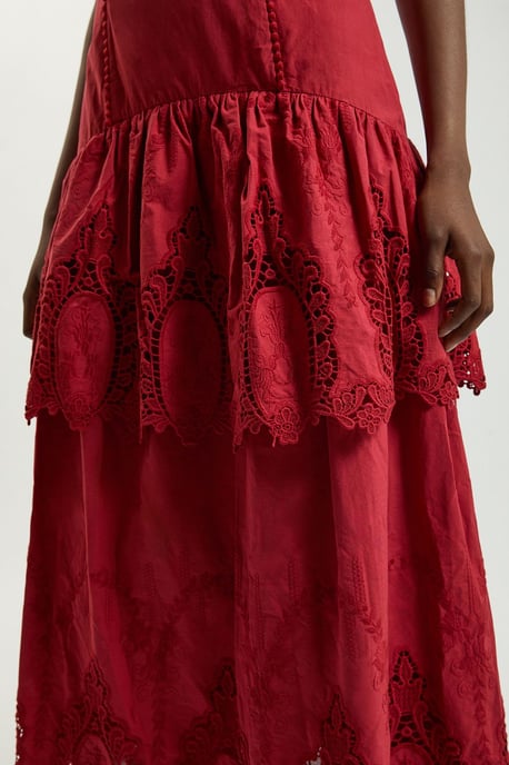 Cotton Cutwork Strappy Woven Midi Dress - Image 2