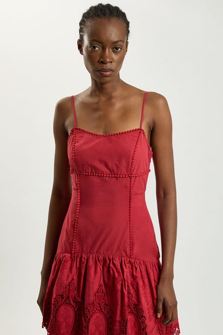 Cotton Cutwork Strappy Woven Midi Dress - Image 4