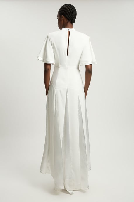 Petite Satin Contrast Detail Woven Midi Dress - Image 2