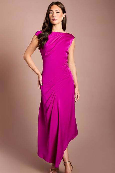 Sleeveless V Back Midi Dress With Asymmetric Hem - Image 2