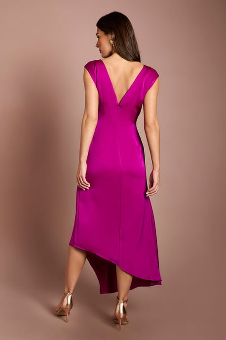 Sleeveless V Back Midi Dress With Asymmetric Hem - Image 3