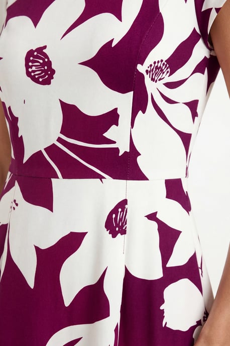Floral Ottoman Fit & Flare Midi Dress - Image 3