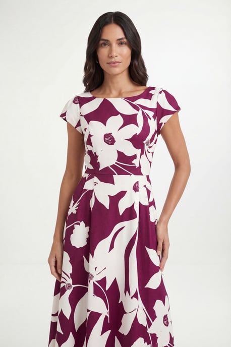 Floral Ottoman Fit & Flare Midi Dress - Image 4