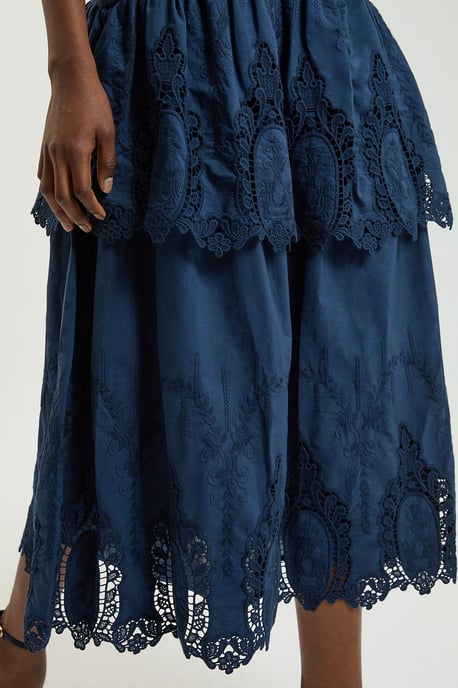 Cotton Cutwork Strappy Woven Midi Dress - Image 2