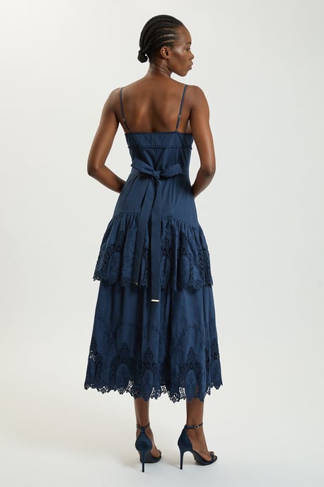 Cotton Cutwork Strappy Woven Midi Dress - Image 3