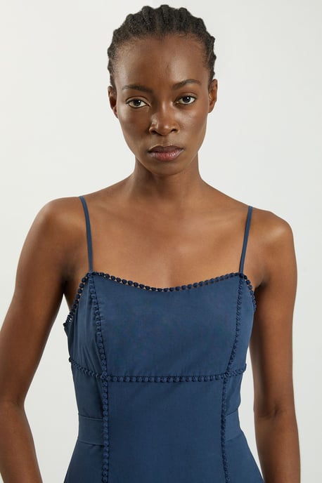 Cotton Cutwork Strappy Woven Midi Dress - Image 4