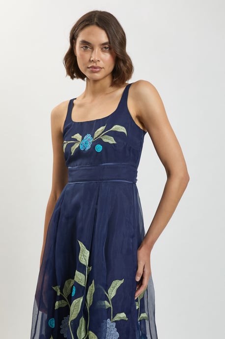 Embroidered Detail Organdie Midi Dress - Image 2