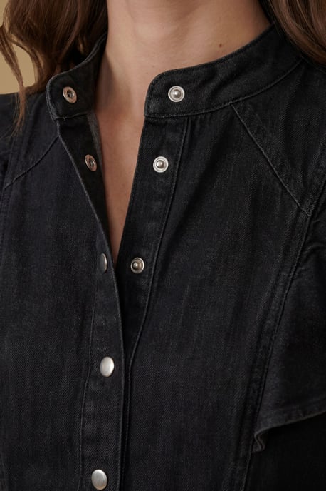 Ruffle Denim Midi Dress - Image 2