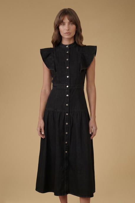 Ruffle Denim Midi Dress - Image 4