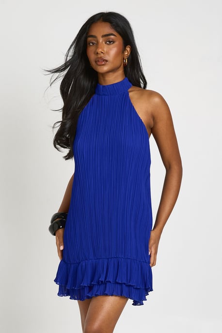 Plisse Double Ruffle Mini Dress - Image 1